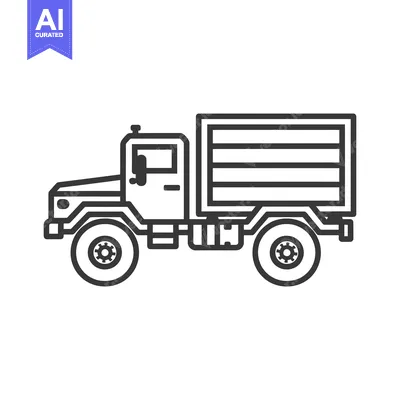 Premium design asset: Line art illustration of a flatbed truck