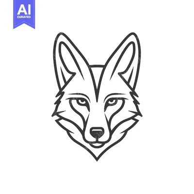 Premium design asset: Line Art Illustration of a Fox's Face