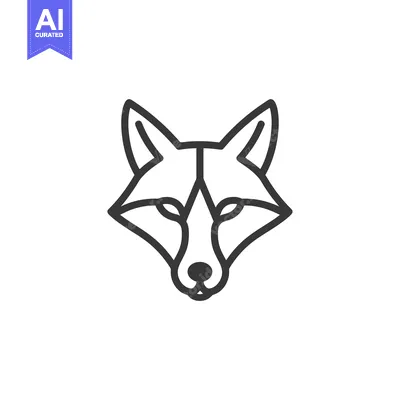 Aset desain premium: Line Art Illustration of a Fox's Head
