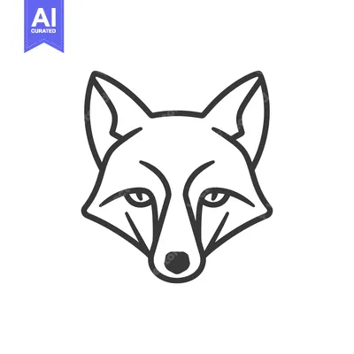 Line Art Illustration of a Fox's Head