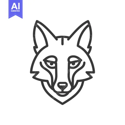 Aset desain premium: Line art illustration of a fox's head with sharp features