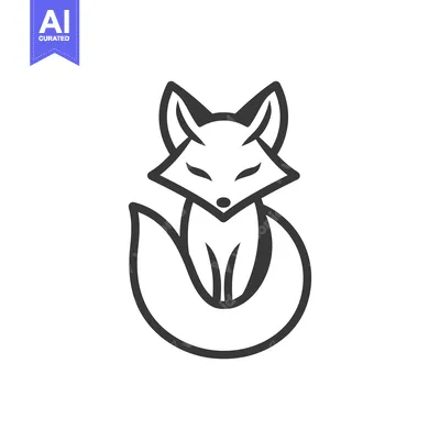 Aset premium populer: Line art illustration of a fox sitting with its tail curled around it.