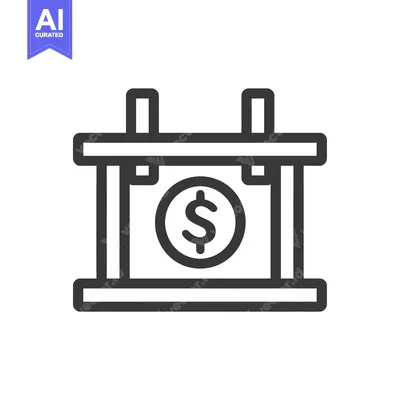 Aset desain premium: Line art illustration of a framed dollar sign