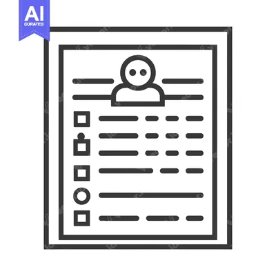 Aset premium populer: Line art illustration of a framed profile with checklist and informati