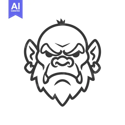 Popular premium asset: Line Art Illustration of a Frowning Ogre's Head