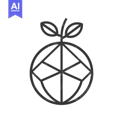 Aset desain premium: Line Art Illustration of a Fruit with Leaves
