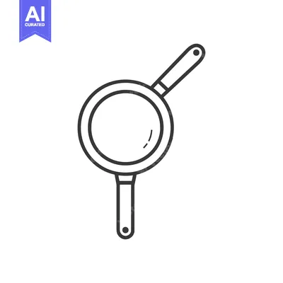 Aset premium populer: Line art illustration of a frying pan
