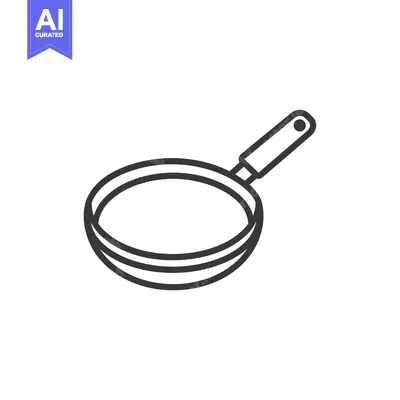 Premium design asset: Line art illustration of a frying pan