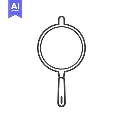 Aset premium populer: Line Art Illustration of a Frying Pan