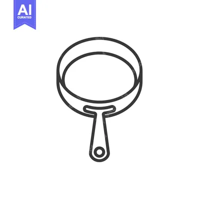 Line art illustration of a frying pan with a handle