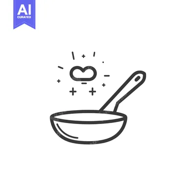 Premium design asset: Line Art Illustration of a Frying Pan with a Steam Cloud Above
