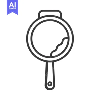 Aset desain premium: Line art illustration of a frying pan with a wavy line in the center