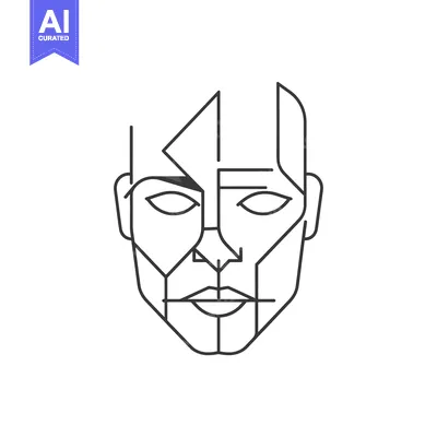 Popular premium asset: Line Art Illustration of a Geometric Human Face