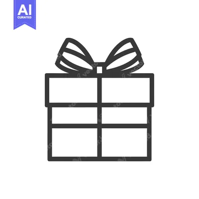 Aset desain premium: Line Art Illustration of a Gift Box with a Bow