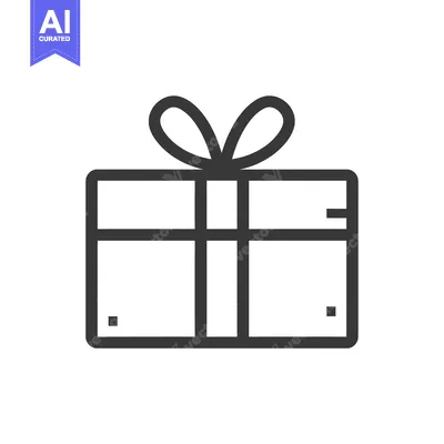 Aset desain premium: Line art illustration of a gift box with a bow on top