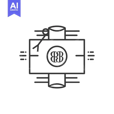 Aset desain premium: Line Art Illustration of a Gift Box with Ribbon and Double "B" Logo