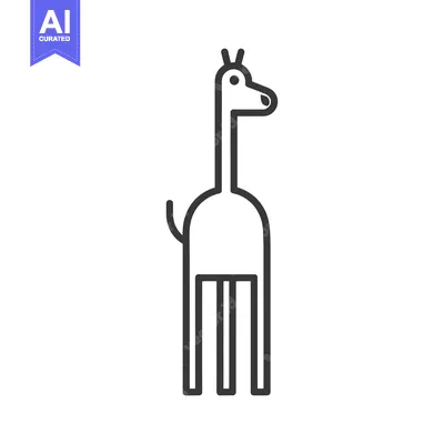 Aset desain premium: Line art illustration of a giraffe