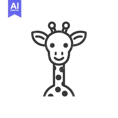 Aset desain premium: Line Art Illustration of a Giraffe's Head and Neck