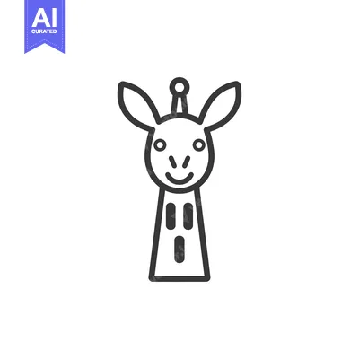 Premium design asset: Line Art Illustration of a Giraffe's Head and Neck