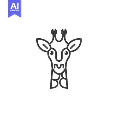 Aset desain premium: Line Art Illustration of a Giraffe's Head and Neck
