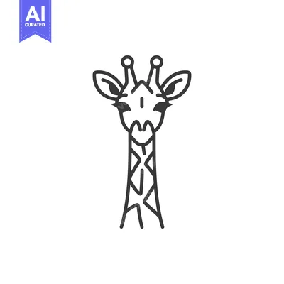 Aset premium populer: Line Art Illustration of a Giraffe's Head and Neck