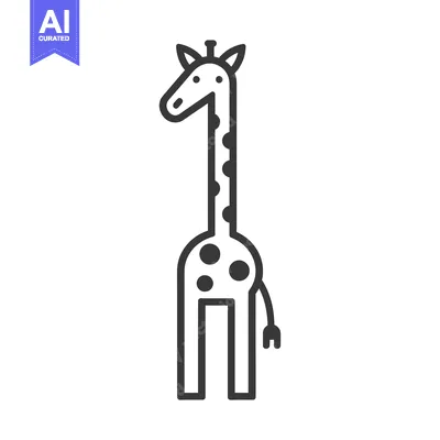 Aset premium populer: Line Art Illustration of a Giraffe with a Long Neck and Spots