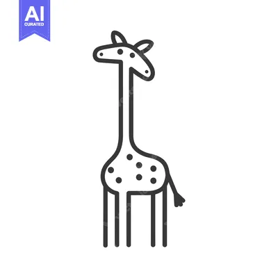 Premium design asset: Line Art Illustration of a Giraffe with Spots