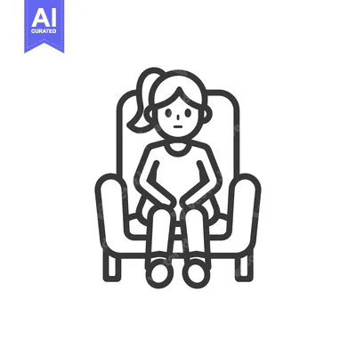 Aset premium populer: Line Art Illustration of a Girl Sitting in an Armchair