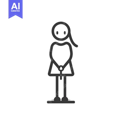 Aset premium populer: Line Art Illustration of a Girl Standing with Her Hands Clasped