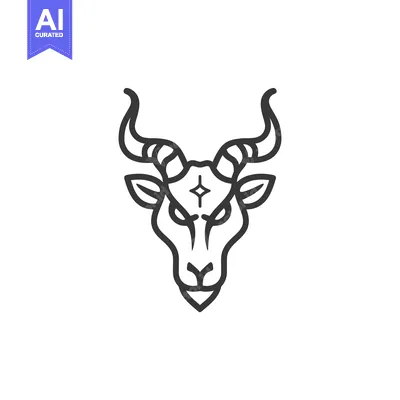 Aset premium populer: Line Art Illustration of a Goat Head with Horns