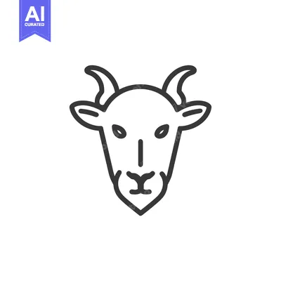 Line Art Illustration of a Goat's Head