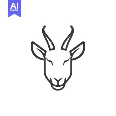 Aset desain premium: Line Art Illustration of a Goat's Head