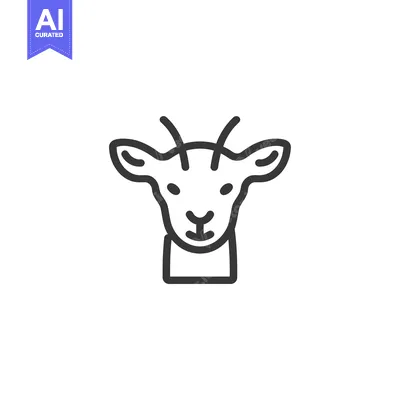 Aset desain premium: Line Art Illustration of a Goat's Head