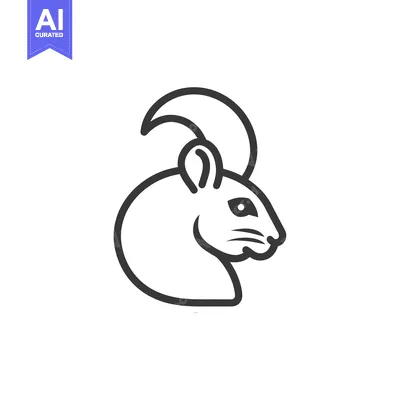 Premium design asset: Line Art Illustration of a Goat's Head with Curved Horns