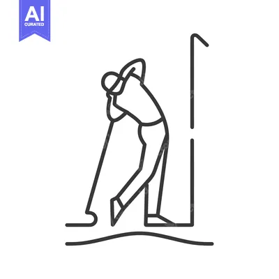 Line Art Illustration of a Golfer Swinging a Golf Club