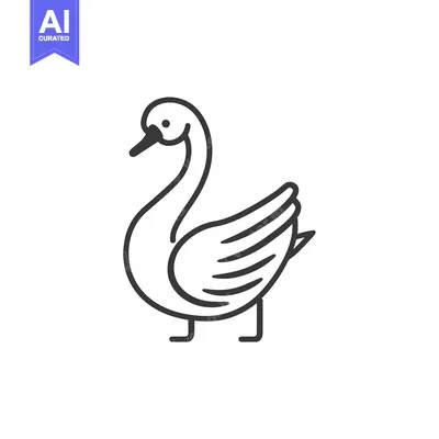 Aset premium populer: Line art illustration of a goose facing left
