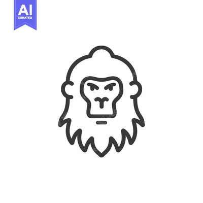 Aset premium populer: Line art illustration of a gorilla face with an angry expression