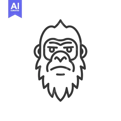 Aset desain premium: Line Art Illustration of a Gorilla's Face