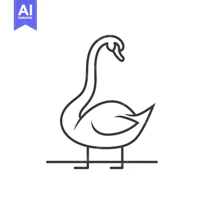 Aset desain premium: Line Art Illustration of a Graceful Swan
