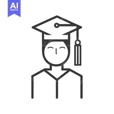 Aset premium populer: Line Art Illustration of a Graduate Wearing a Cap and Gown
