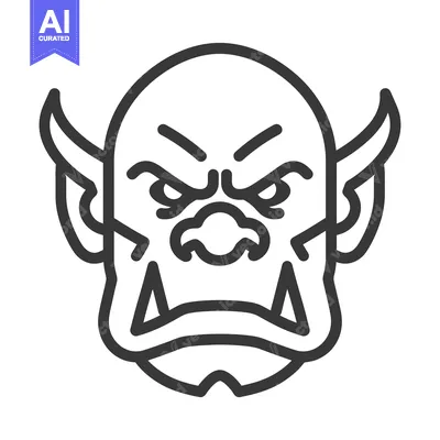 Popular premium asset: Line Art Illustration of a Groggy and Angry Monster Face