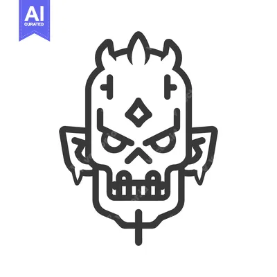 Popular premium asset: Line Art Illustration of a Groggy, Angry Monster Skull