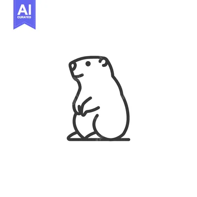 Popular premium asset: Line Art Illustration of a Groundhog Sitting Upright