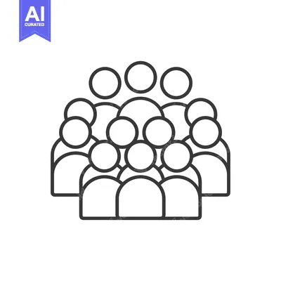 Aset desain premium: Line Art Illustration of a Group of People