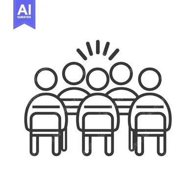 Aset desain premium: Line Art Illustration of a Group of People Sitting Together