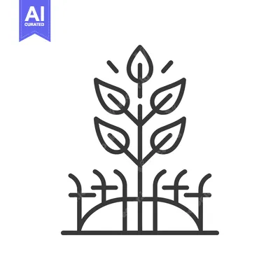 Aset premium populer: Line Art Illustration of a Growing Plant with a Fence Behind it