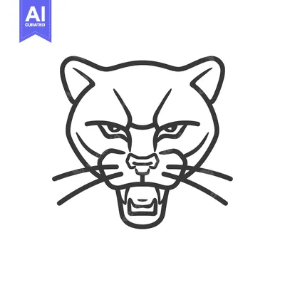 Aset premium populer: Line Art Illustration of a Growling Cougar's Face