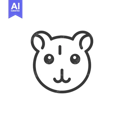 Premium design asset: Line Art Illustration of a Guinea Pig's Face