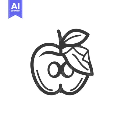 Aset premium populer: Line Art Illustration of a Half-Eaten Apple with a Leaf