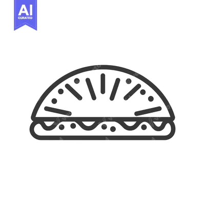 Aset desain premium: Line Art Illustration of a Half-Eaten Sandwich